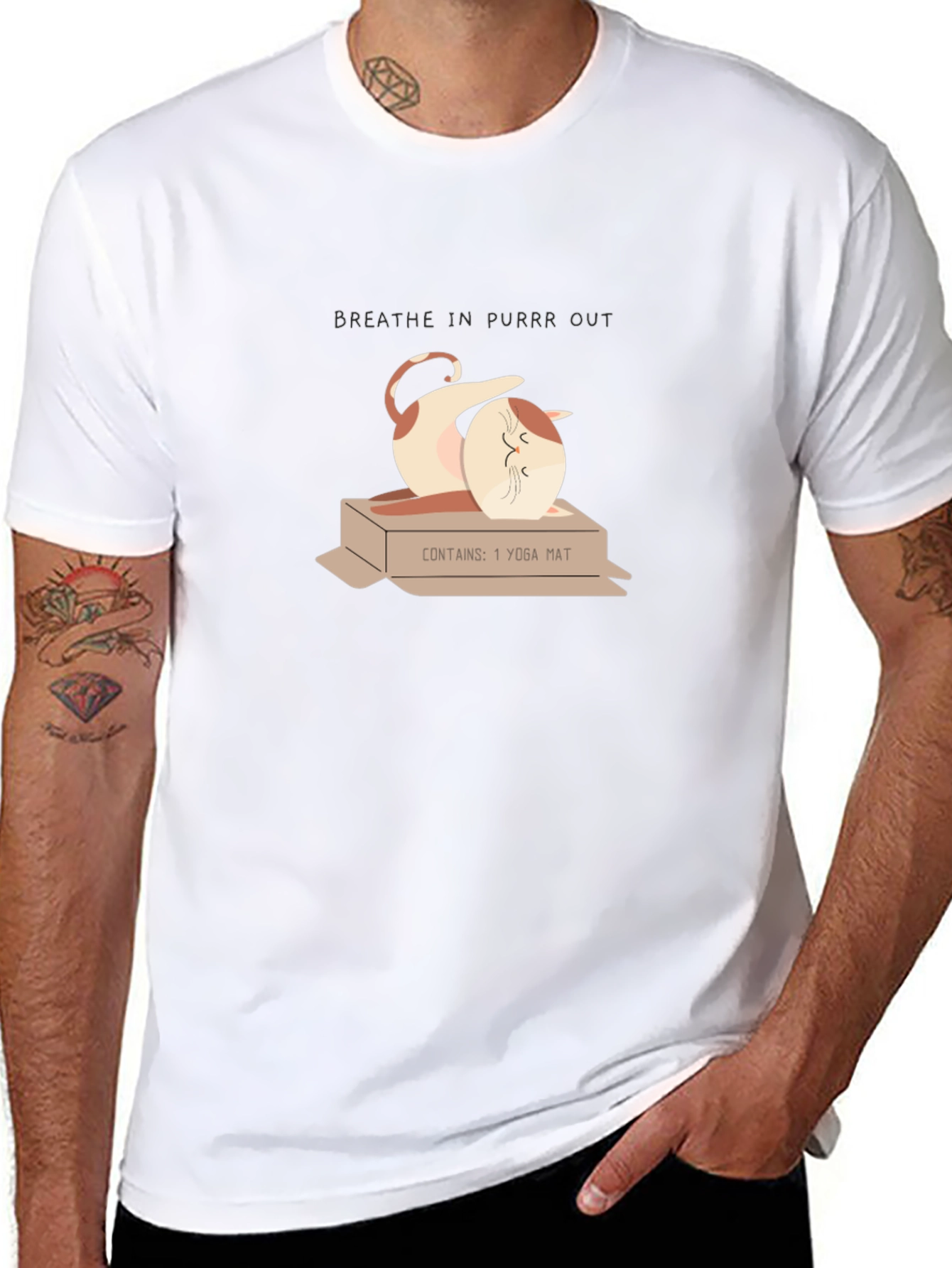 Yoga Cat T-Shirt - Breathe In Purrr Out