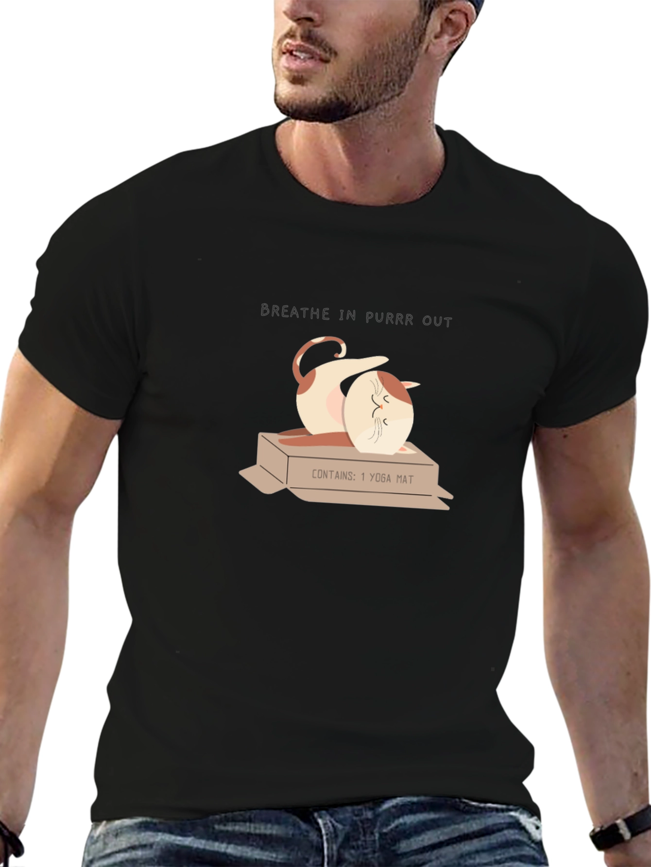 Yoga Cat T-Shirt - Breathe In Purrr Out