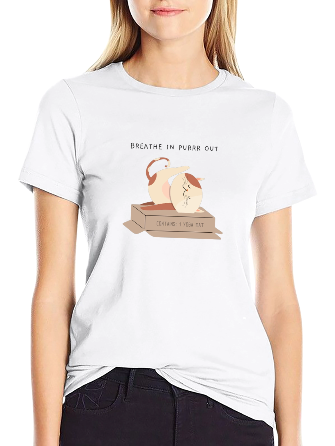 Yoga Cat T-Shirt - Breathe In Purrr Out