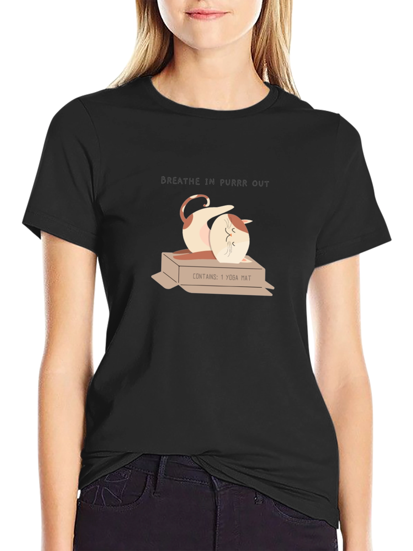 Yoga Cat T-Shirt - Breathe In Purrr Out