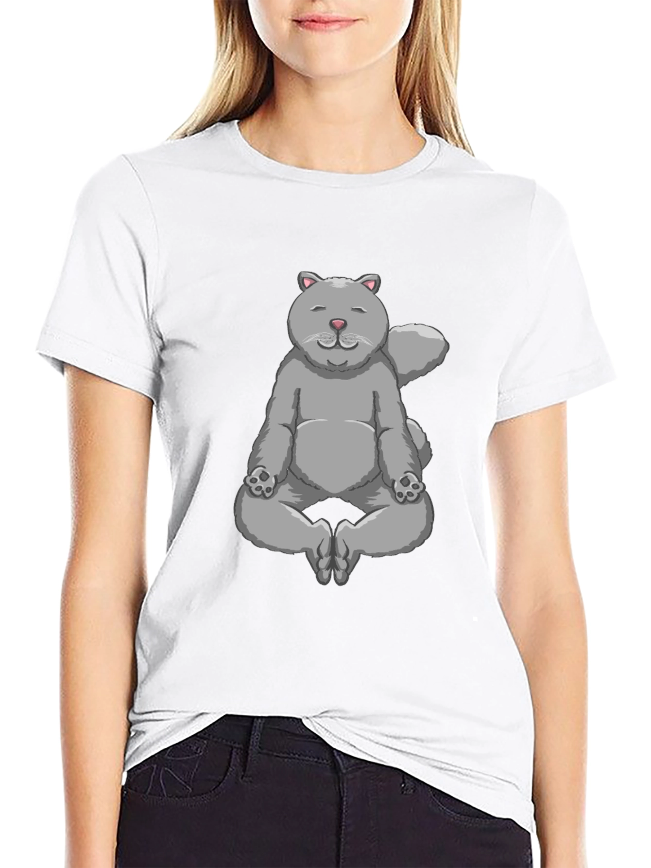 Meditating Cat Graphic T-Shirt - Zen Kitten