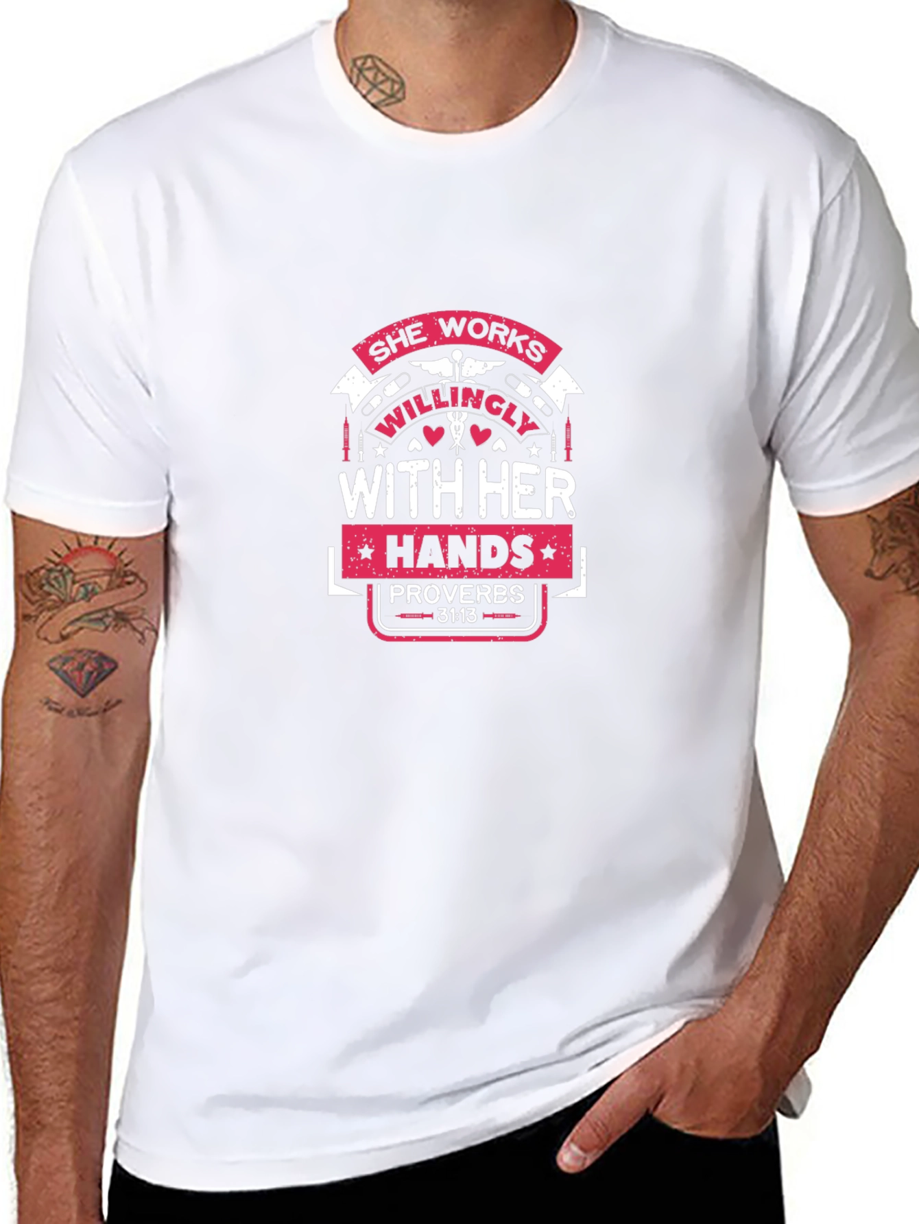 She Works Willingly Proverbs T-Shirt