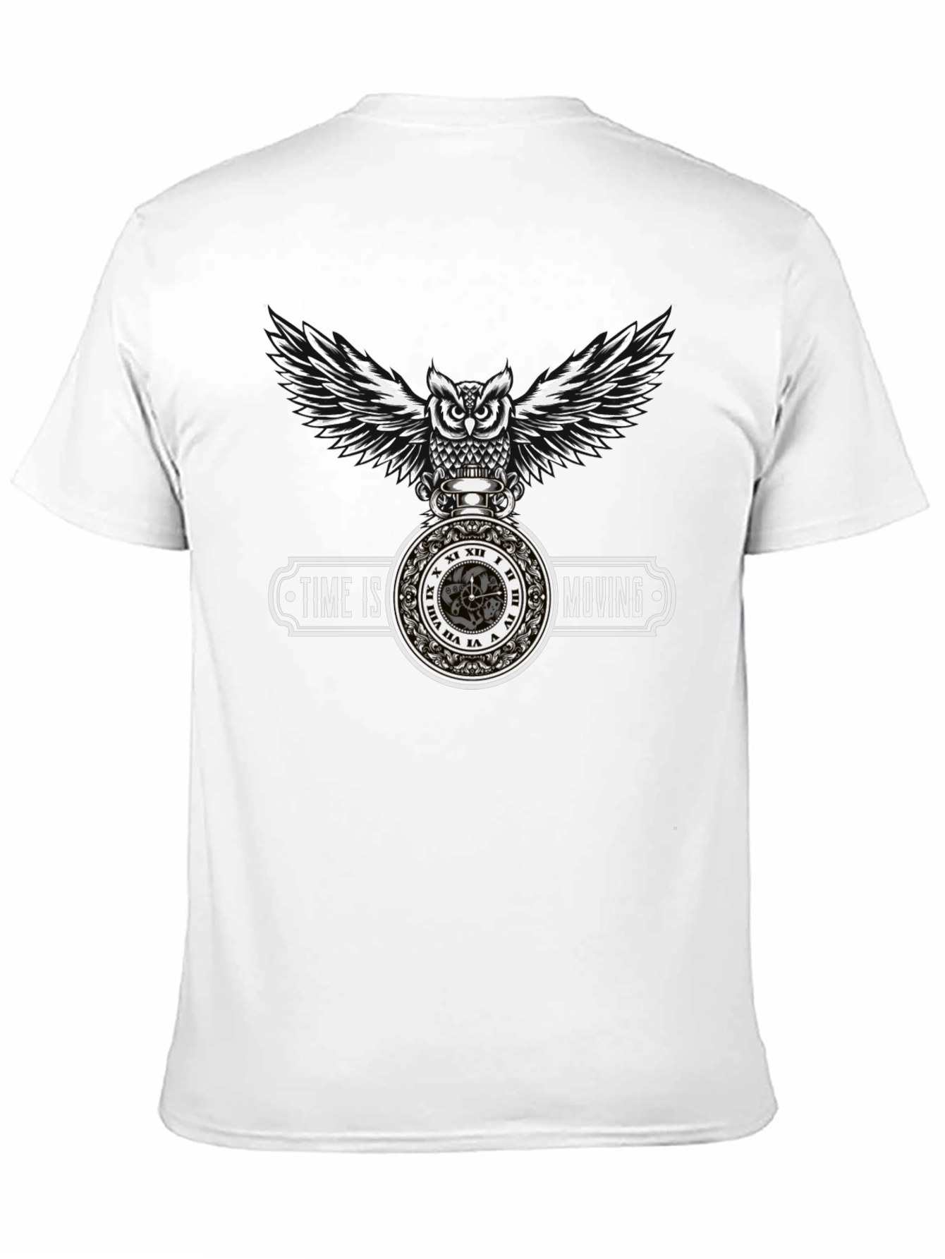 Time Is Moving Owl Graphic T-Shirt