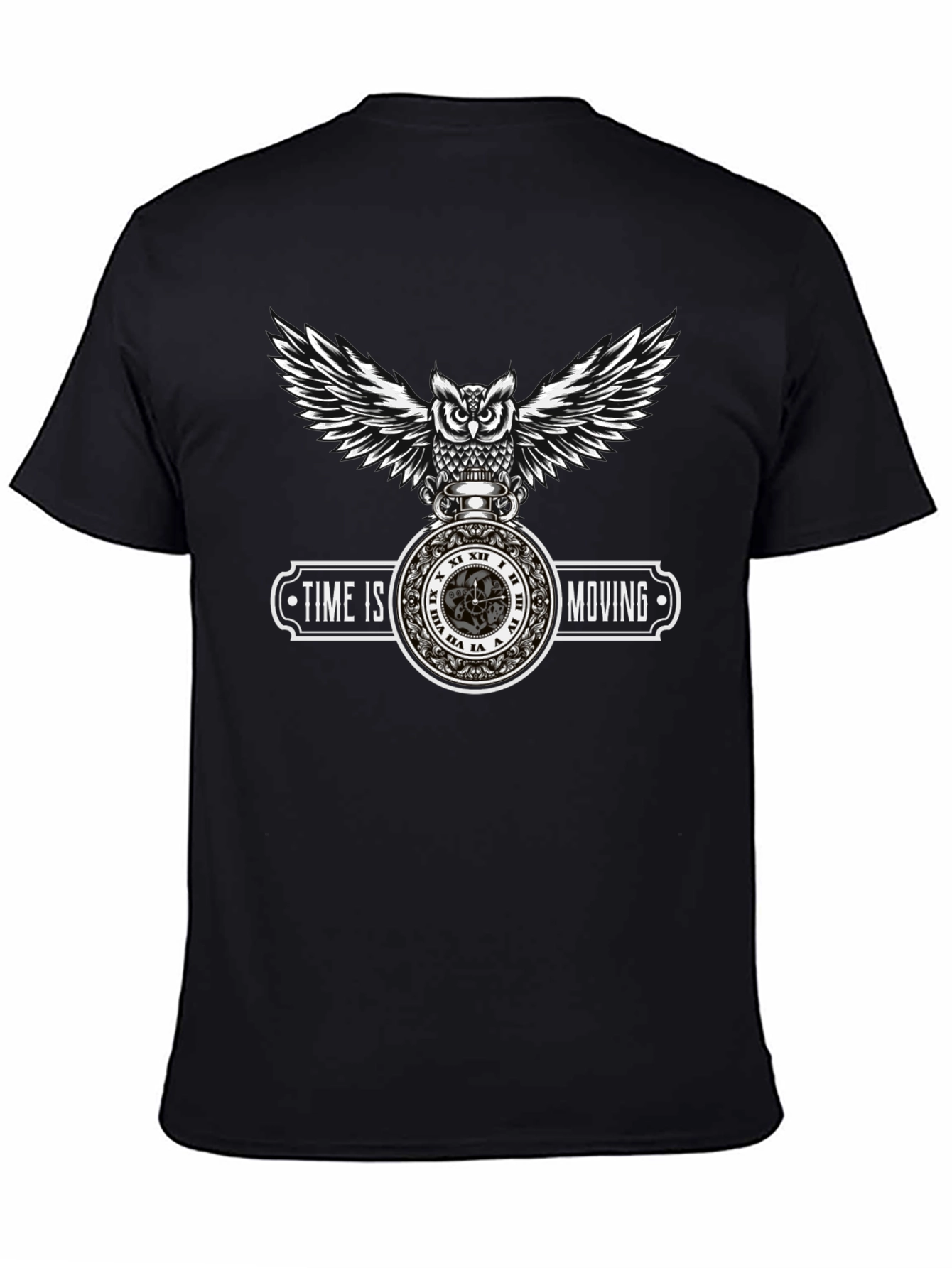 Time Is Moving Owl Graphic T-Shirt