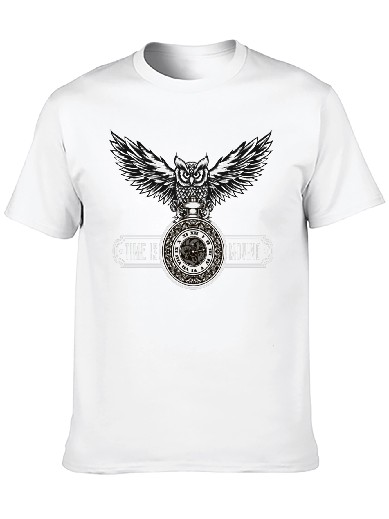 Time Is Moving Owl Graphic T-Shirt