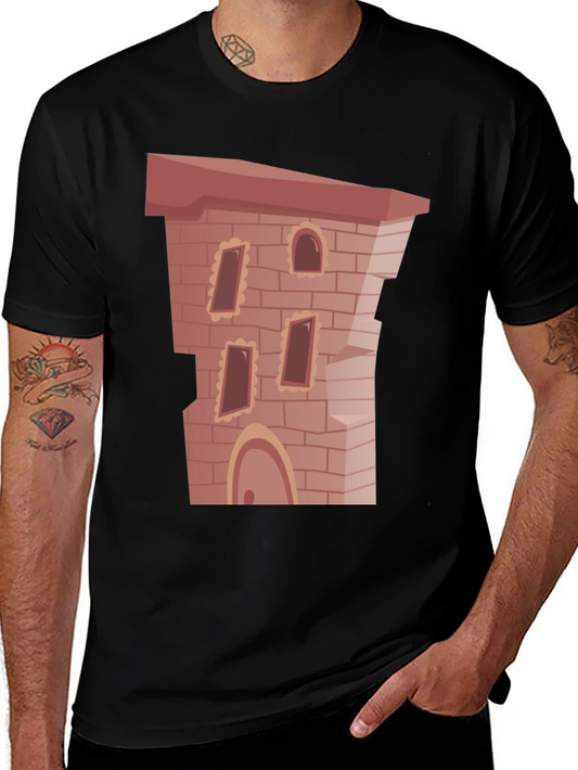 Cartoon Castle Brick Building Graphic T-Shirt