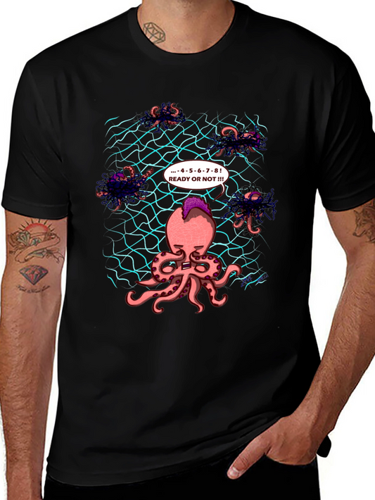 Octopus Hide & Seek Black T-Shirt