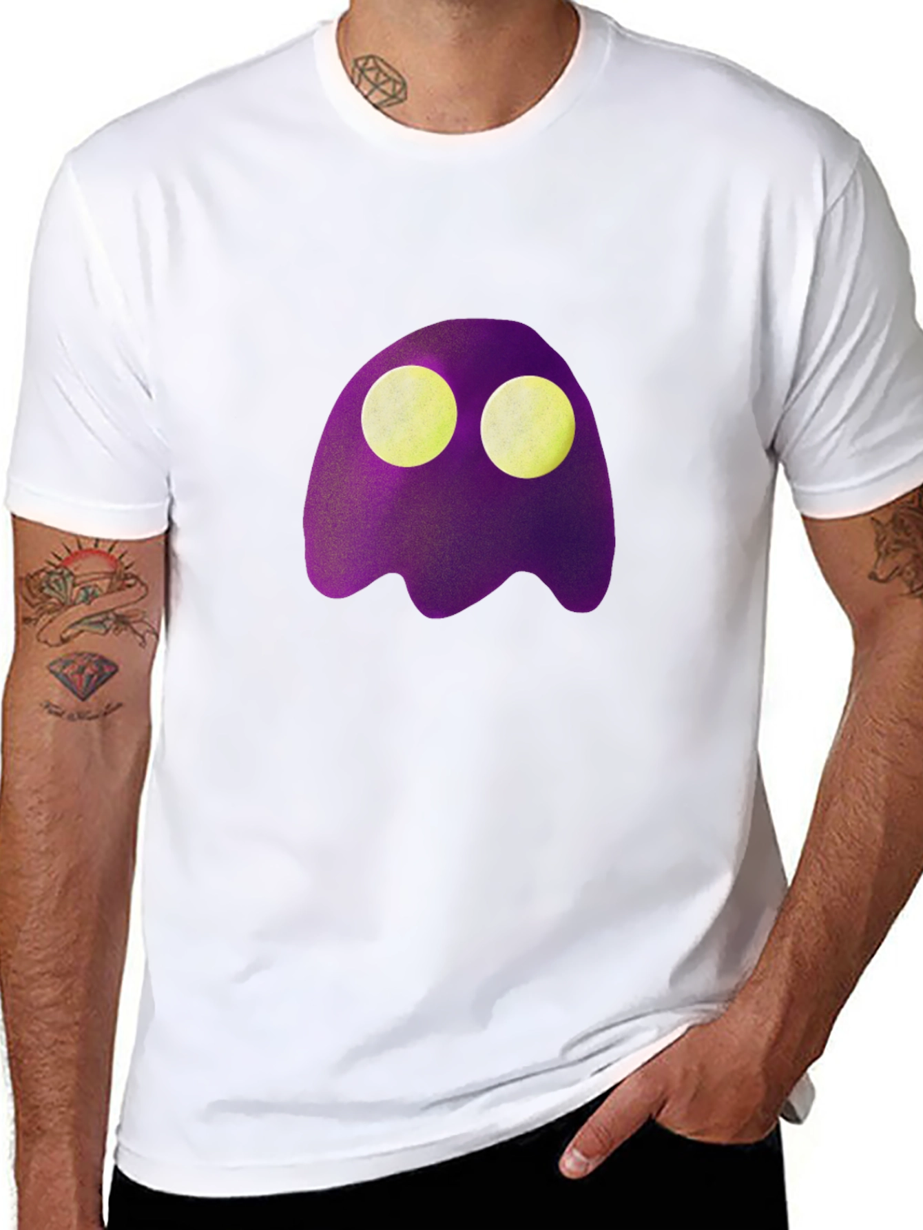 Purple Ghost Graphic Tee - Spooky Fun!