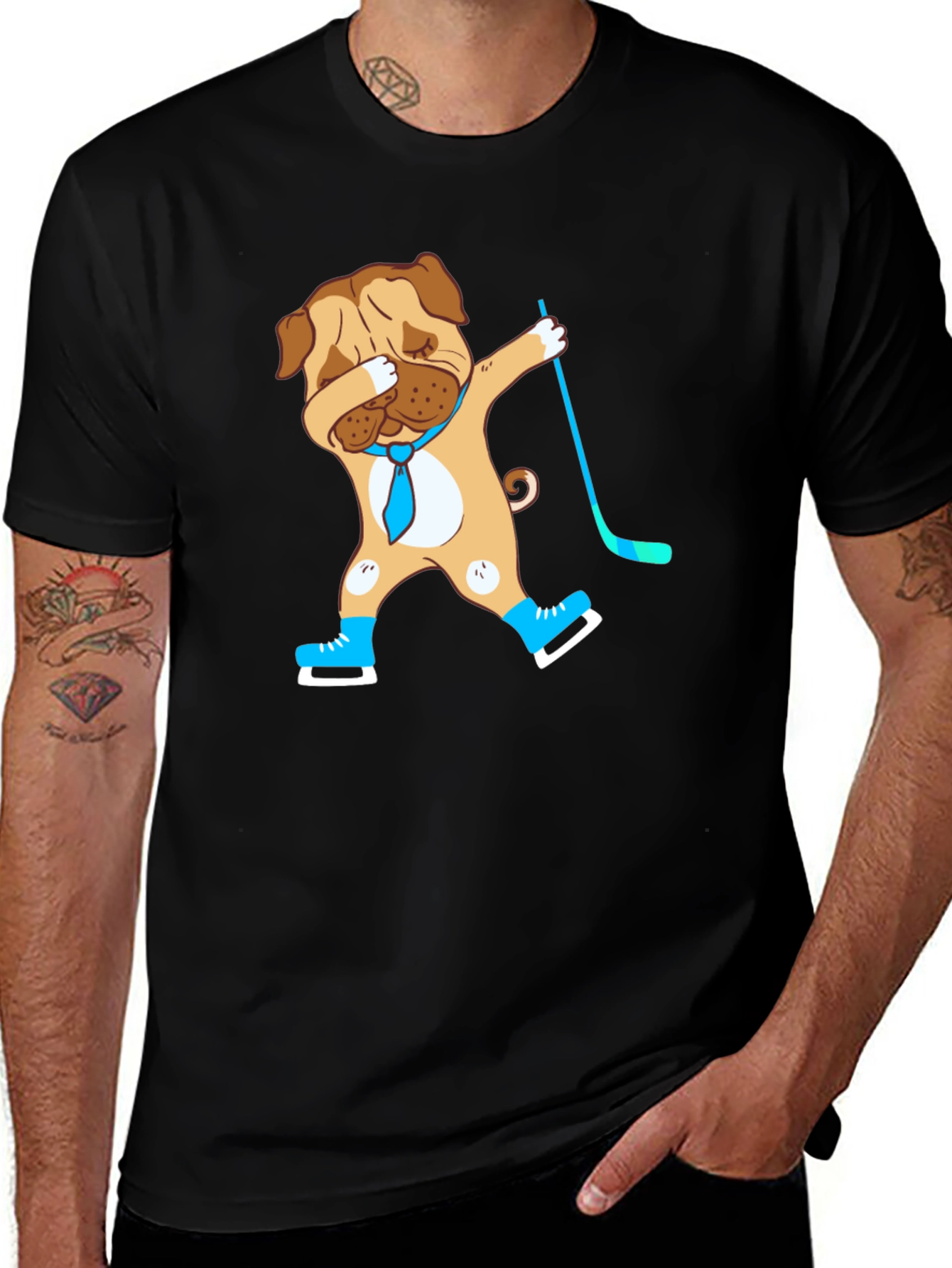 Dabbing Dog Hockey Player Graphic T-Shirt