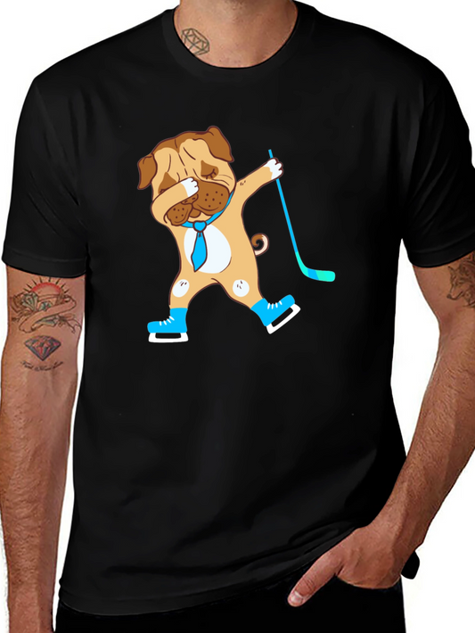 Dabbing Dog Hockey Player Graphic T-Shirt