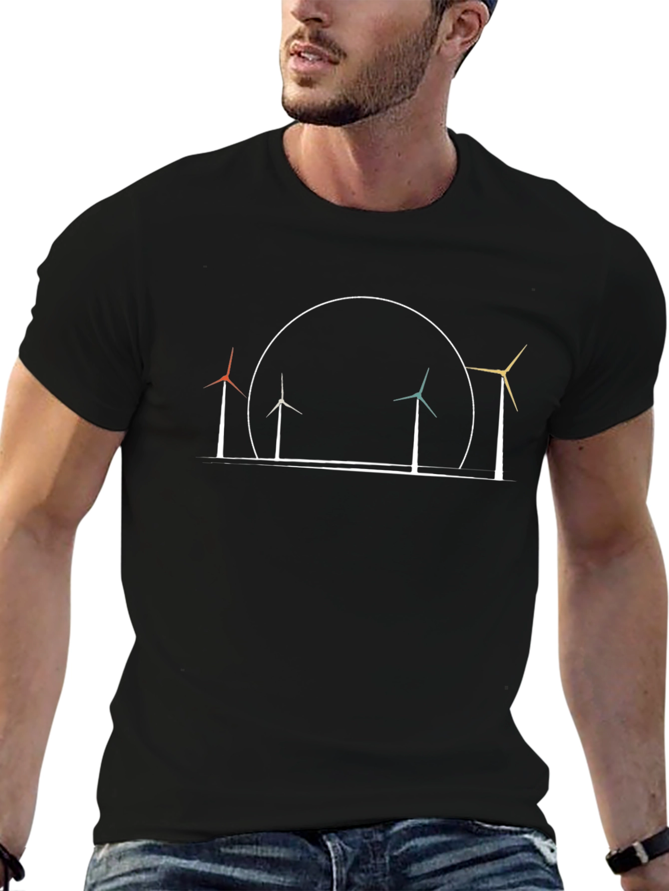 Wind Turbine Graphic Tee - Eco Friendly Design