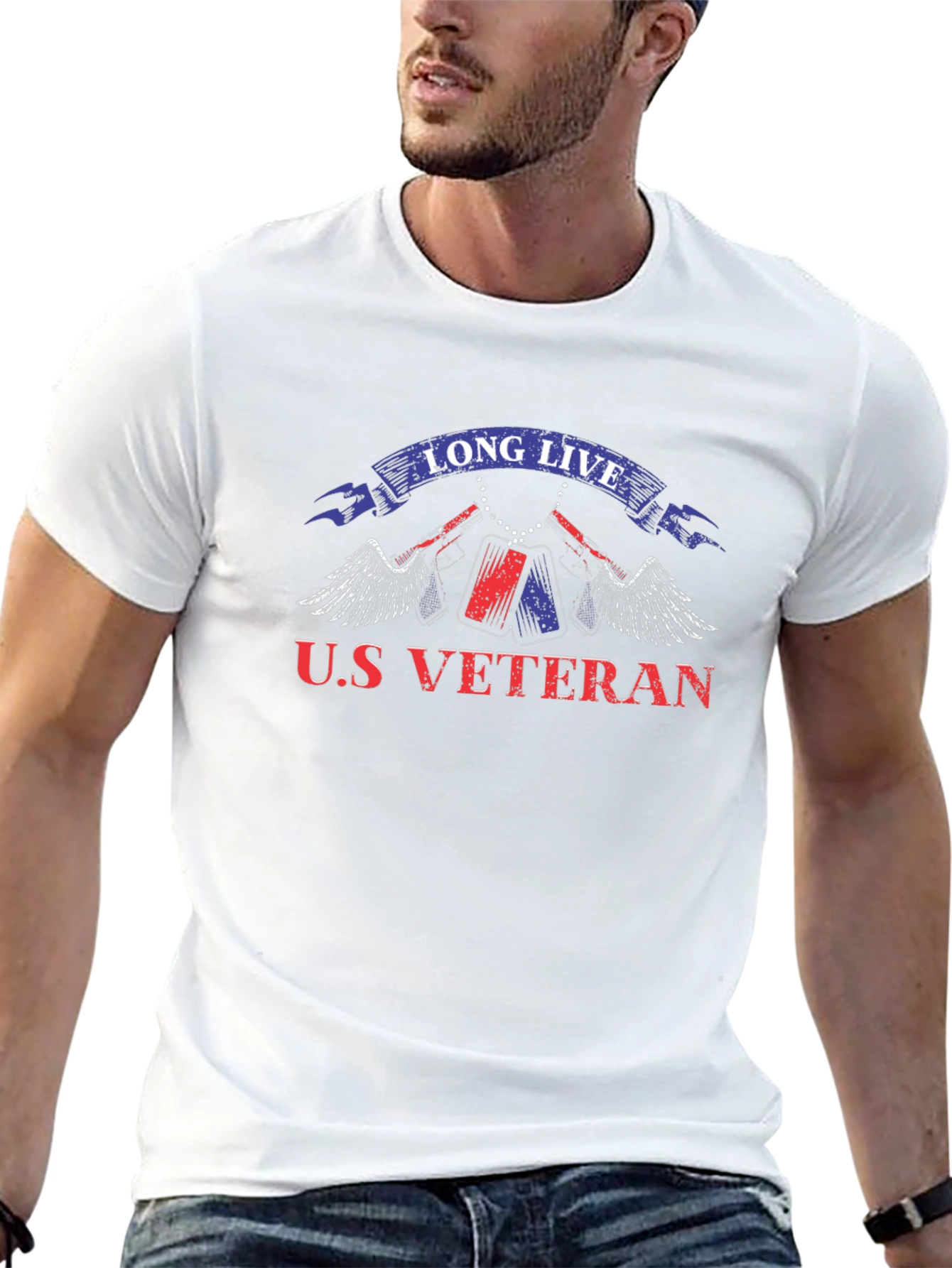 U.S. Veteran Graphic Print T-Shirt
