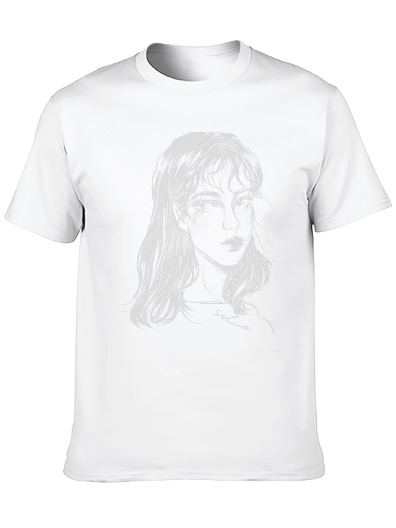 Ethereal Portrait Graphic Tee - Soft Black Cotton