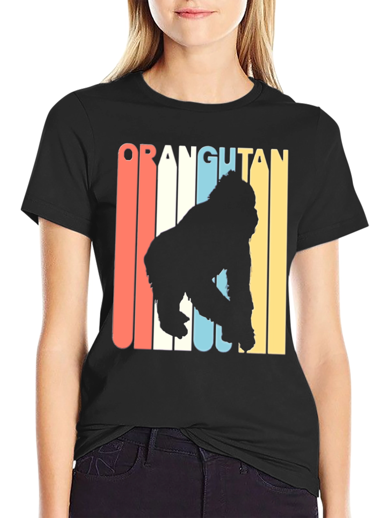 Retro Orangutan Graphic T-Shirt - Black