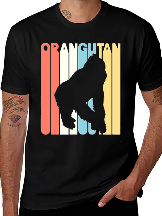 Retro Orangutan Graphic T-Shirt - Black