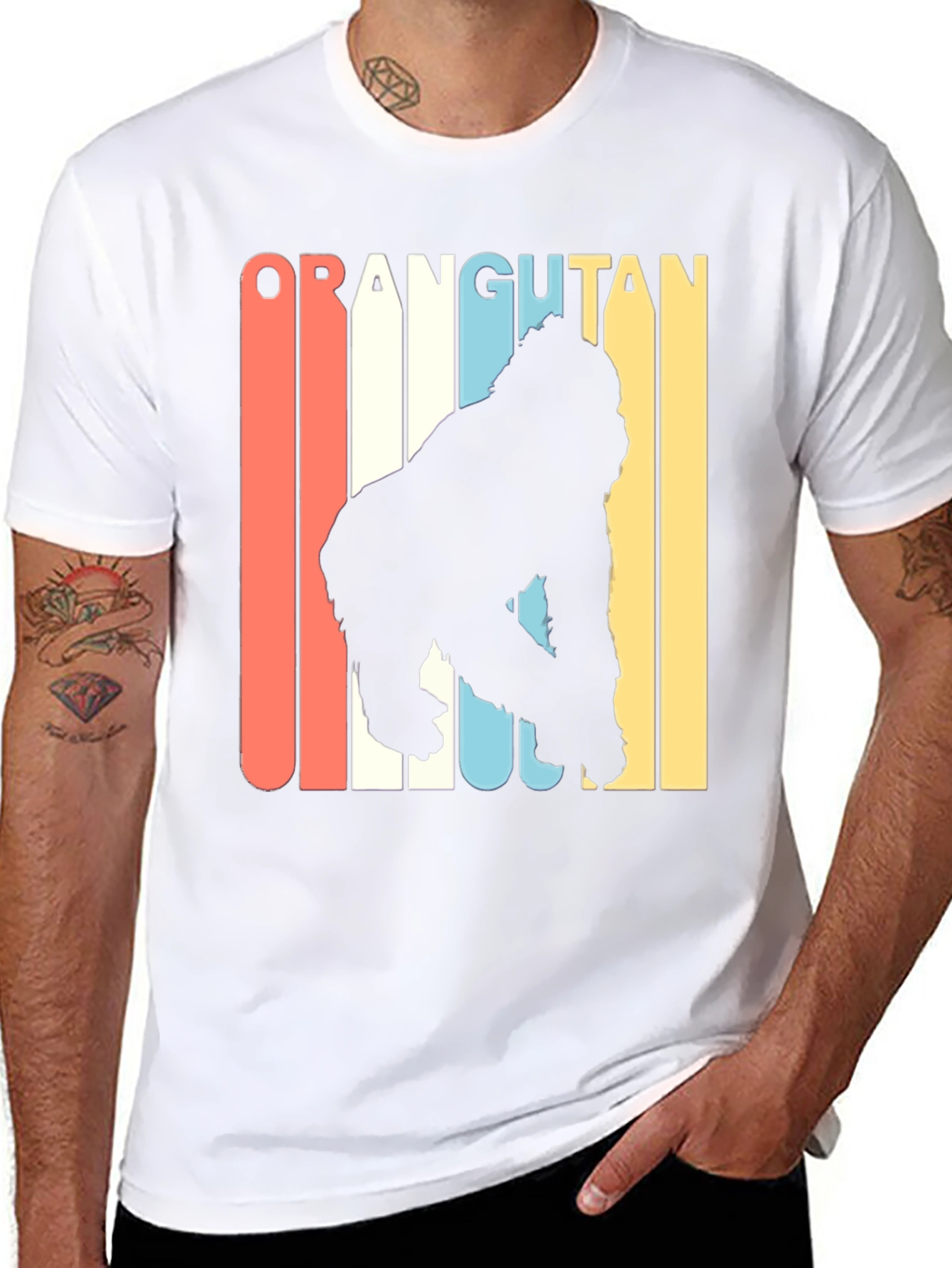 Retro Orangutan Graphic T-Shirt - Black