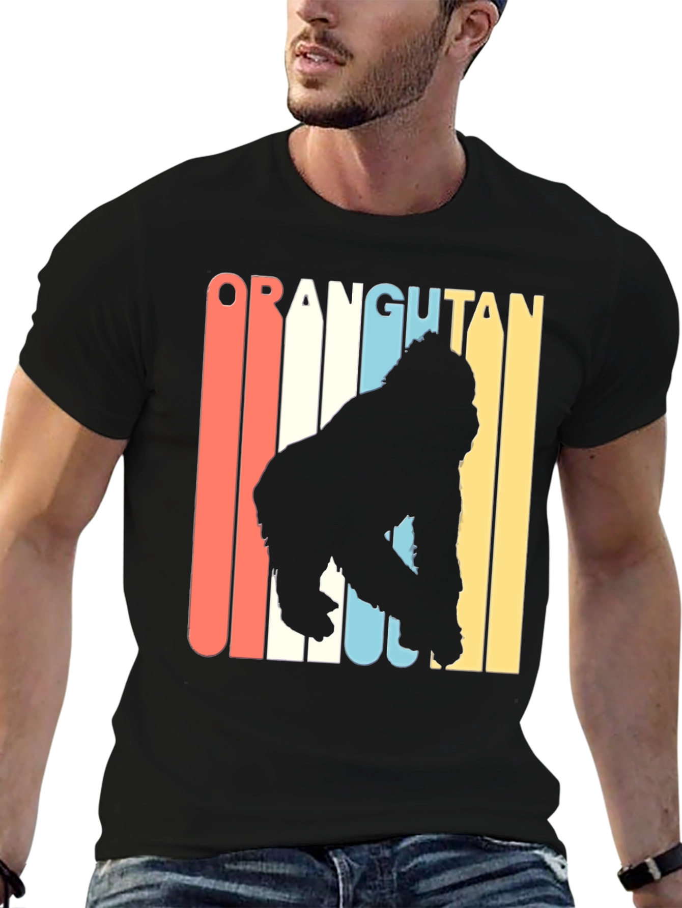 Retro Orangutan Graphic T-Shirt - Black