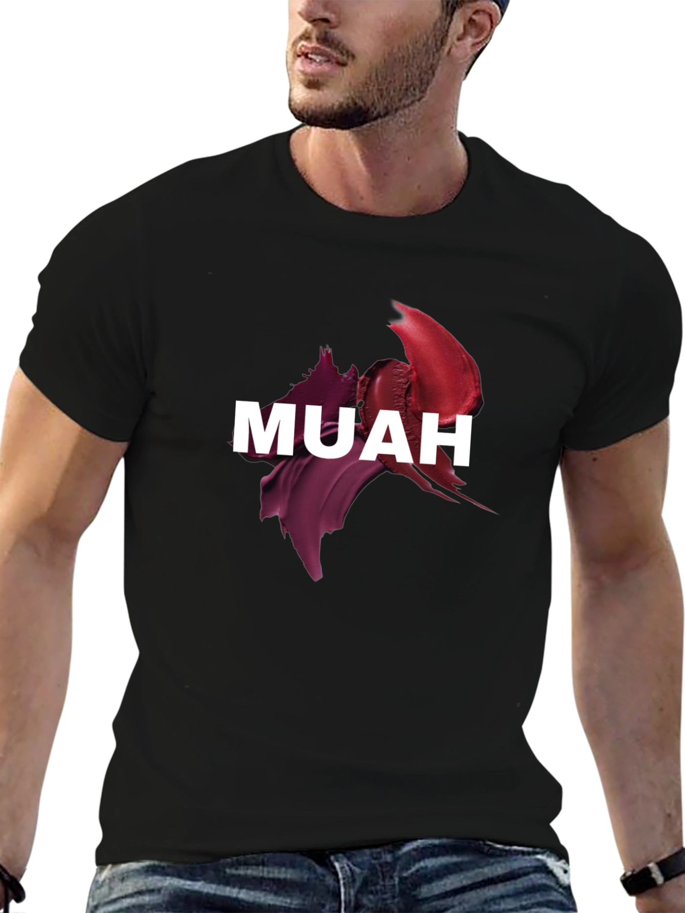 MUAH Graphic Print Crew Neck T-Shirt