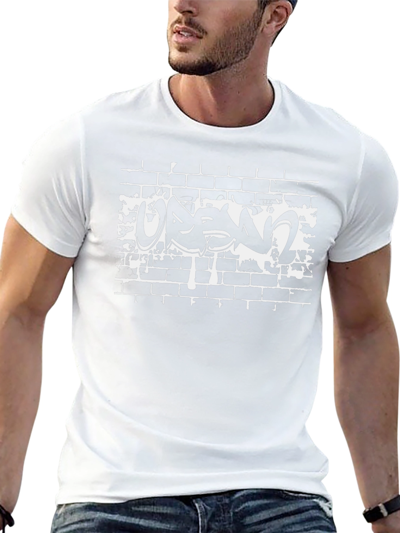Urban Graffiti Brick Wall Black T-Shirt