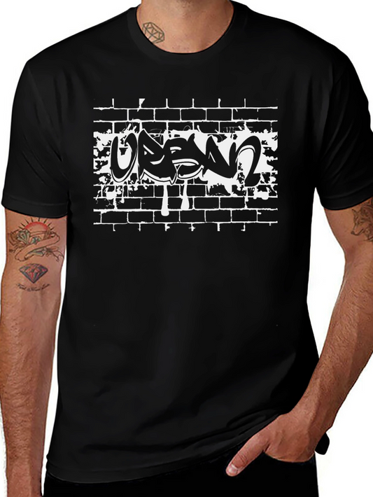 Urban Graffiti Brick Wall Black T-Shirt