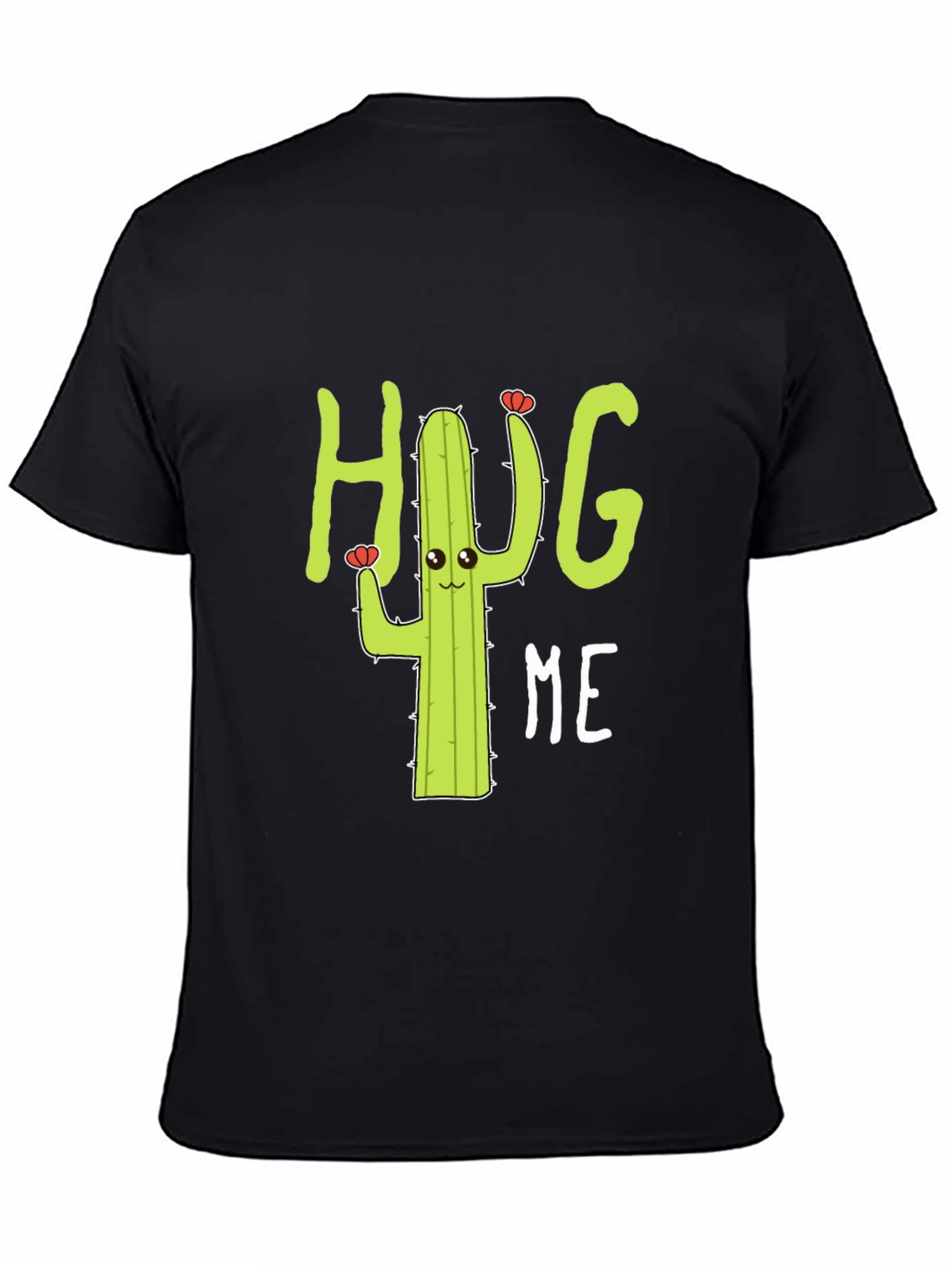 Hug Me Cactus Graphic Tee - Black