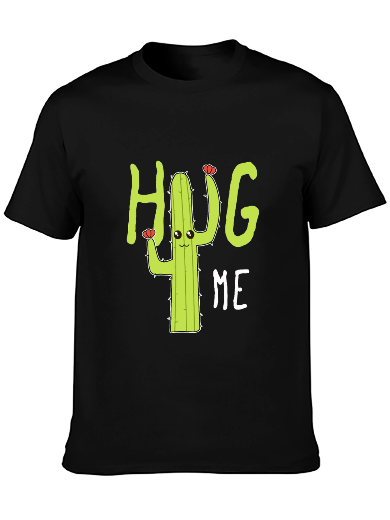 Hug Me Cactus Graphic Tee - Black