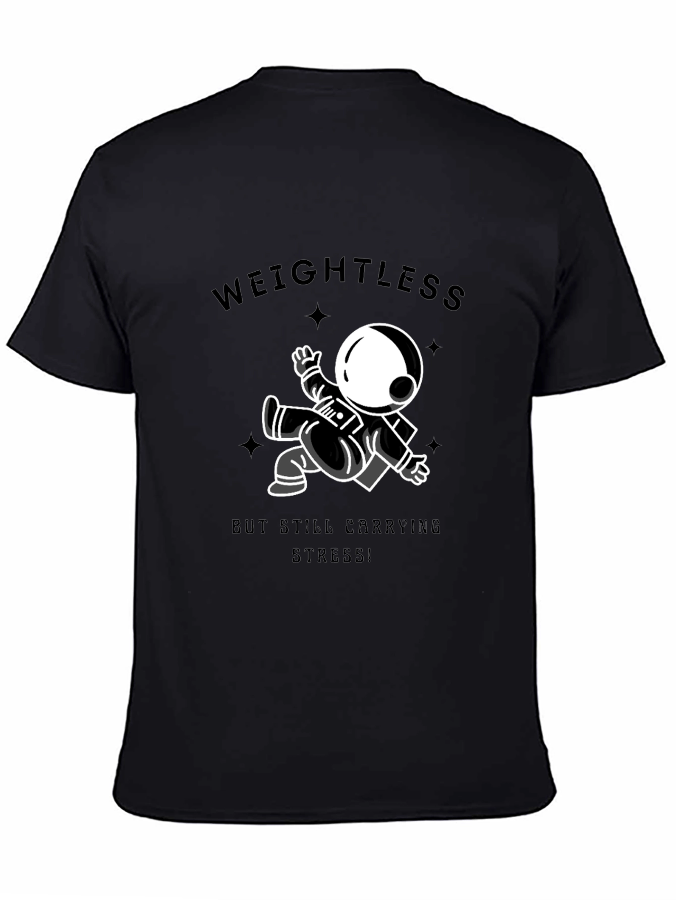 Weightless Astronaut Graphic Tee - Black Cotton T-Shirt