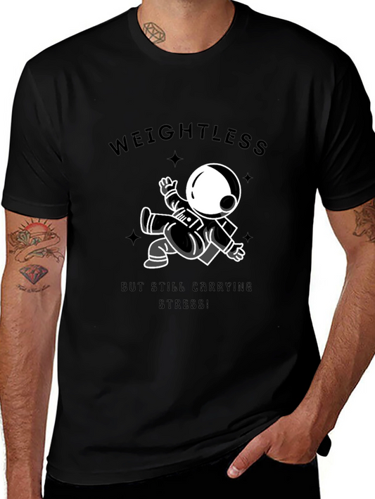 Weightless Astronaut Graphic Tee - Black Cotton T-Shirt