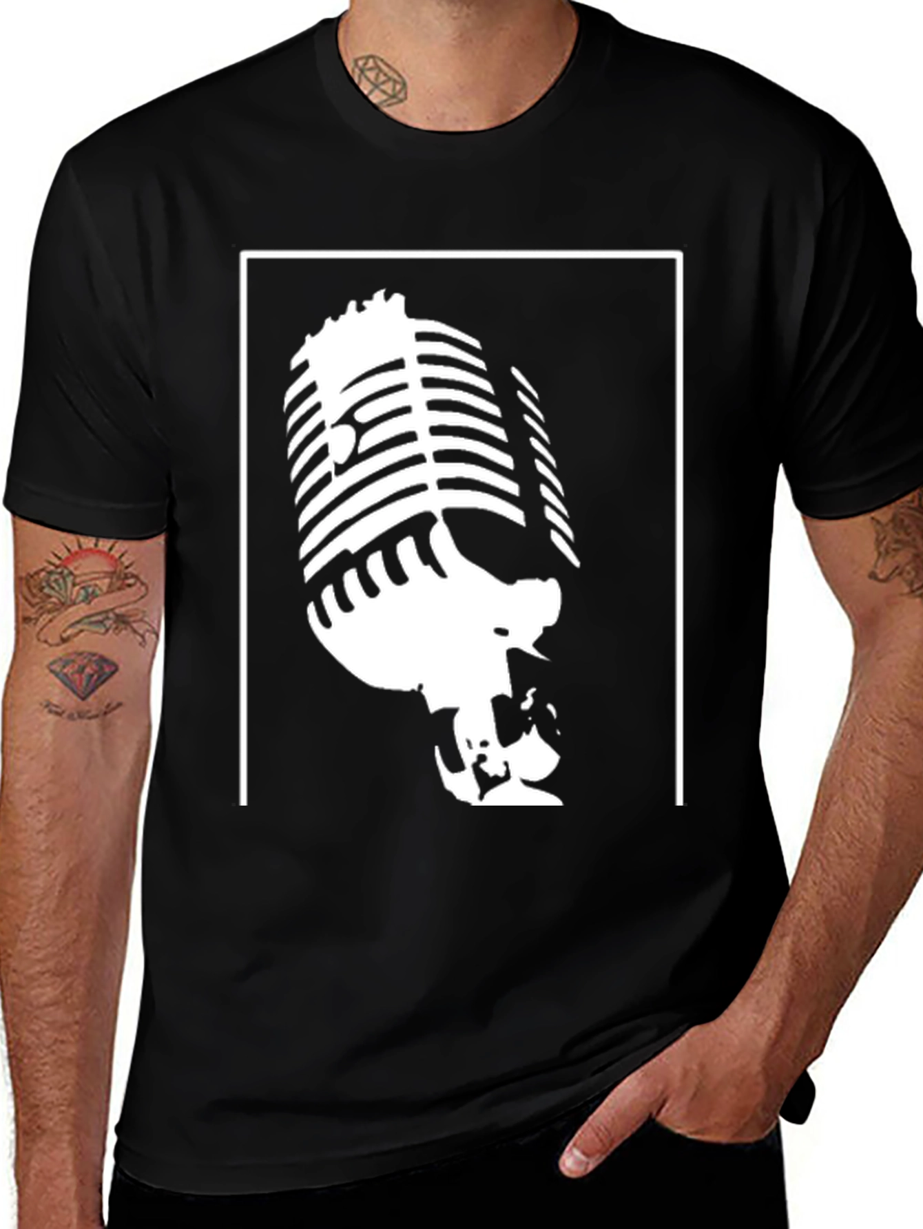 Retro Microphone Graphic Tee - Classic Cool