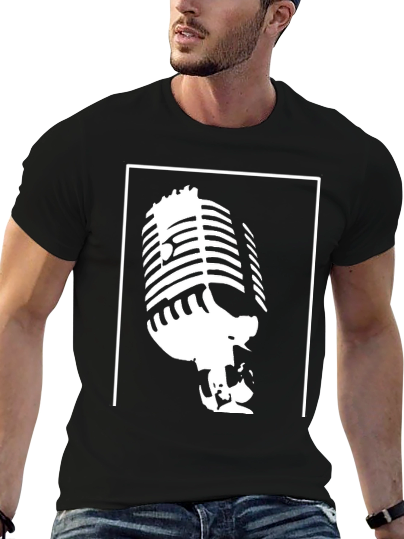 Retro Microphone Graphic Tee - Classic Cool