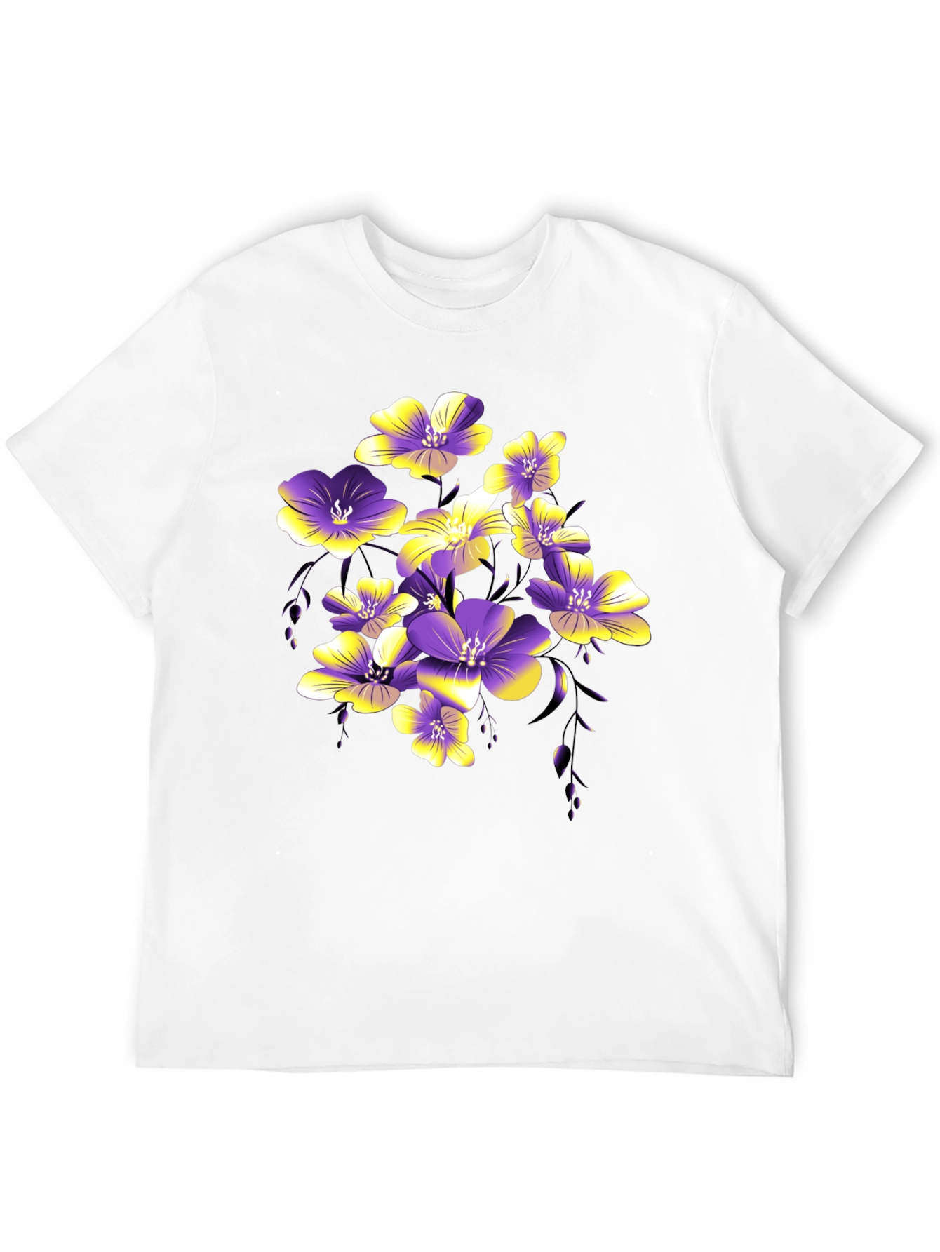Floral Print Black T-Shirt for Men