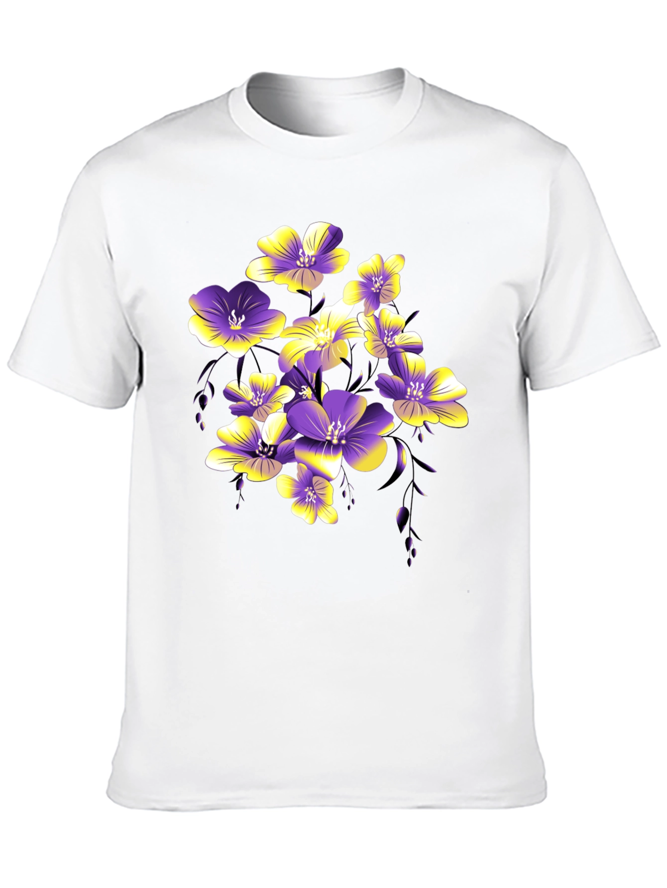 Floral Print Black T-Shirt for Men