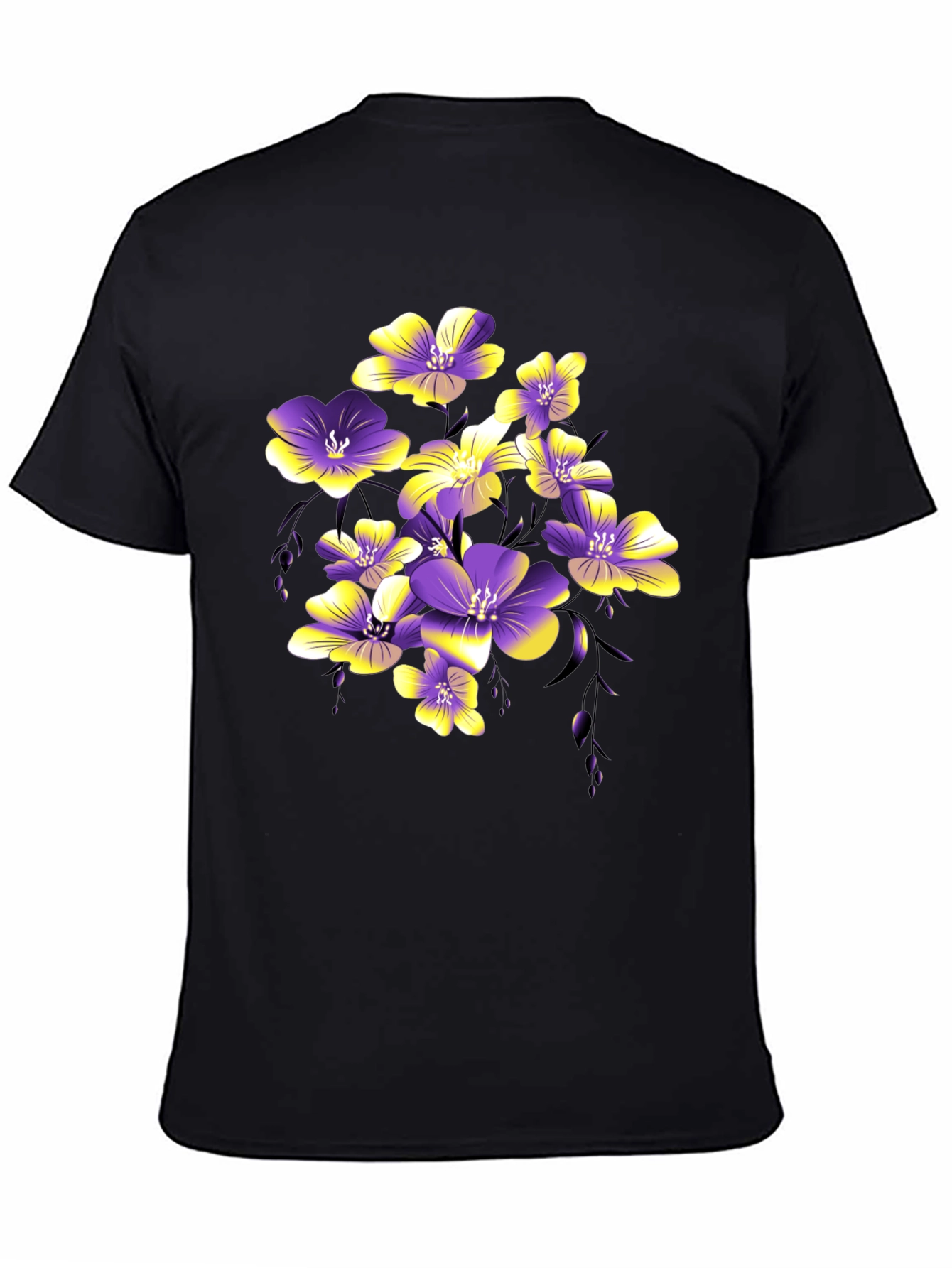 Floral Print Black T-Shirt for Men