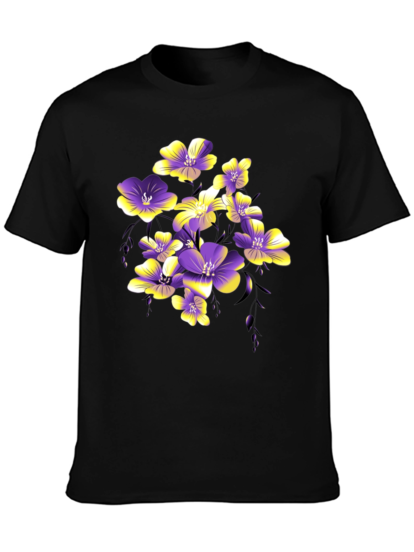 Floral Print Black T-Shirt for Men