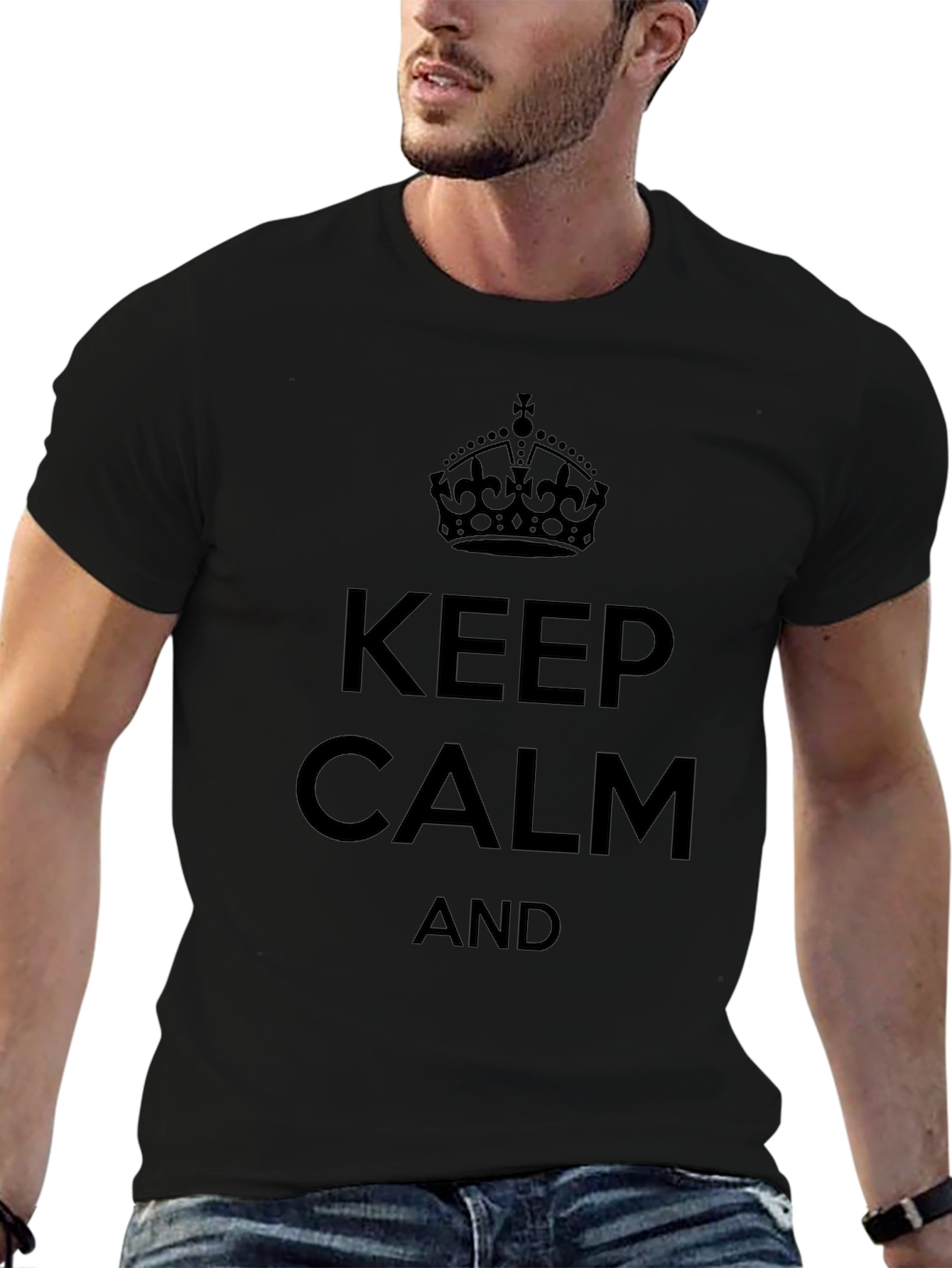 Keep Calm Graphic Tee - Black Cotton T-Shirt