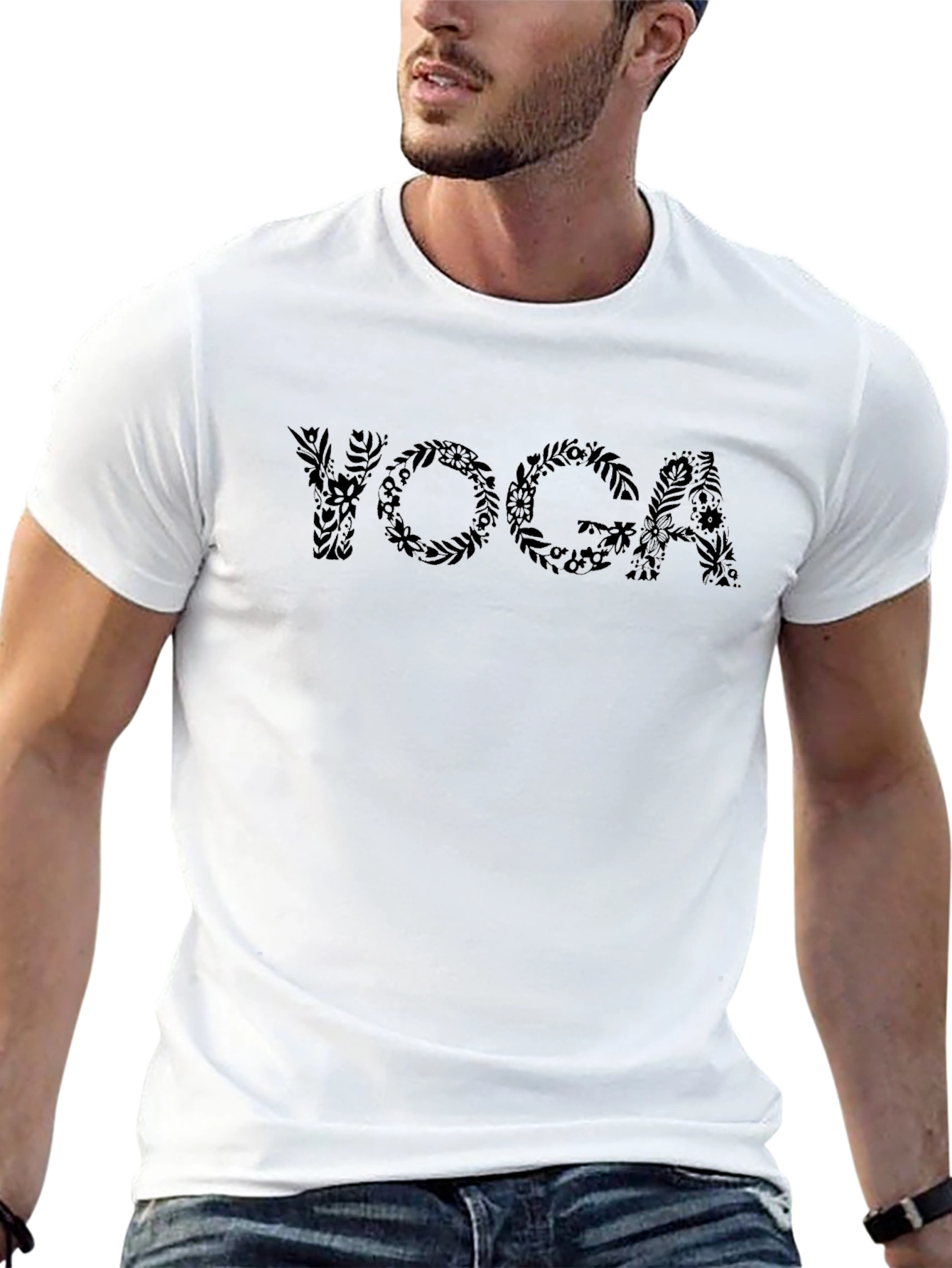Floral Yoga T-Shirt - Black Tee