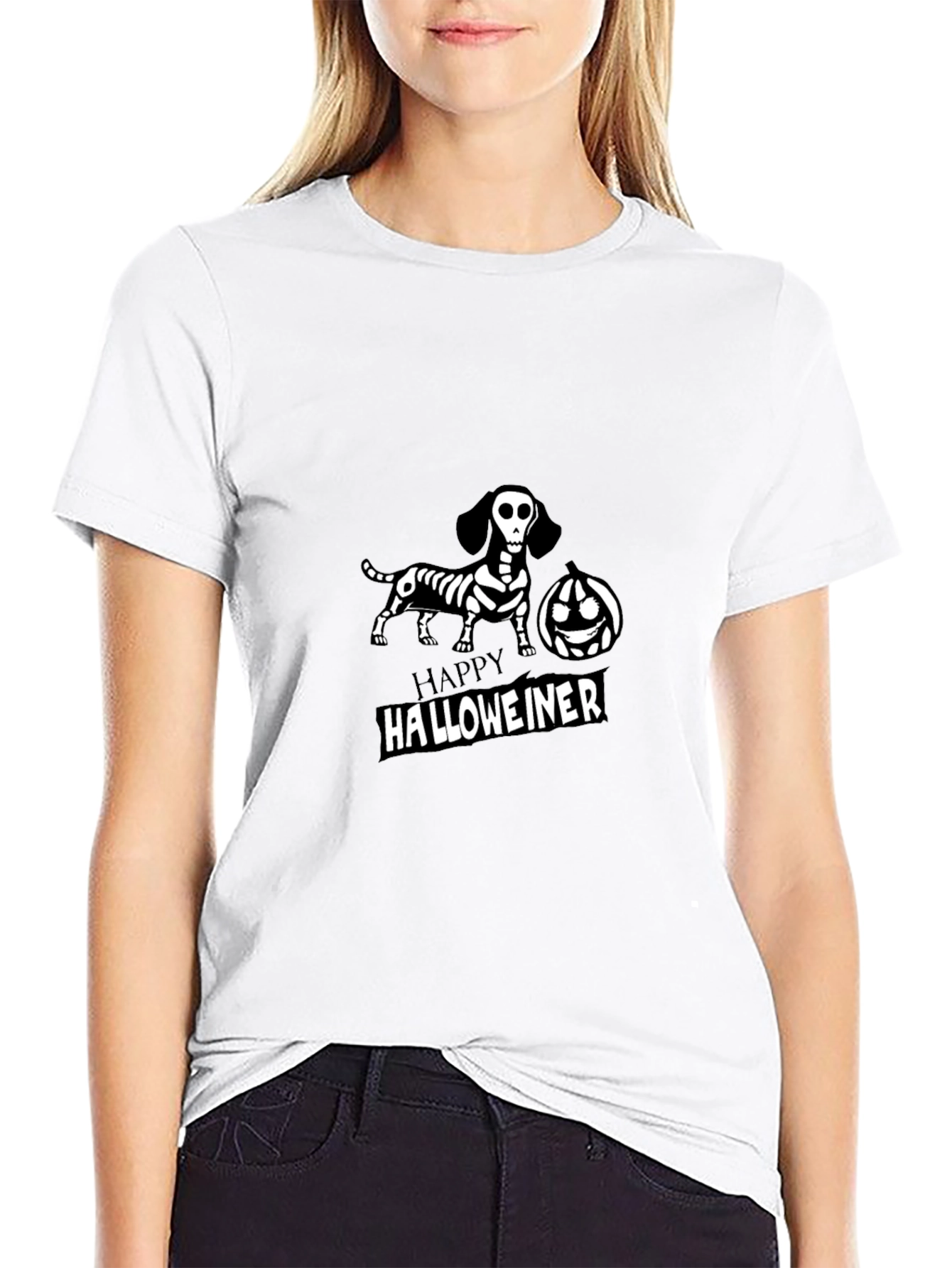 Happy Halloweiner Dachshund Skeleton T-Shirt
