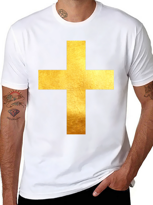 Gold Cross Graphic Black T-Shirt