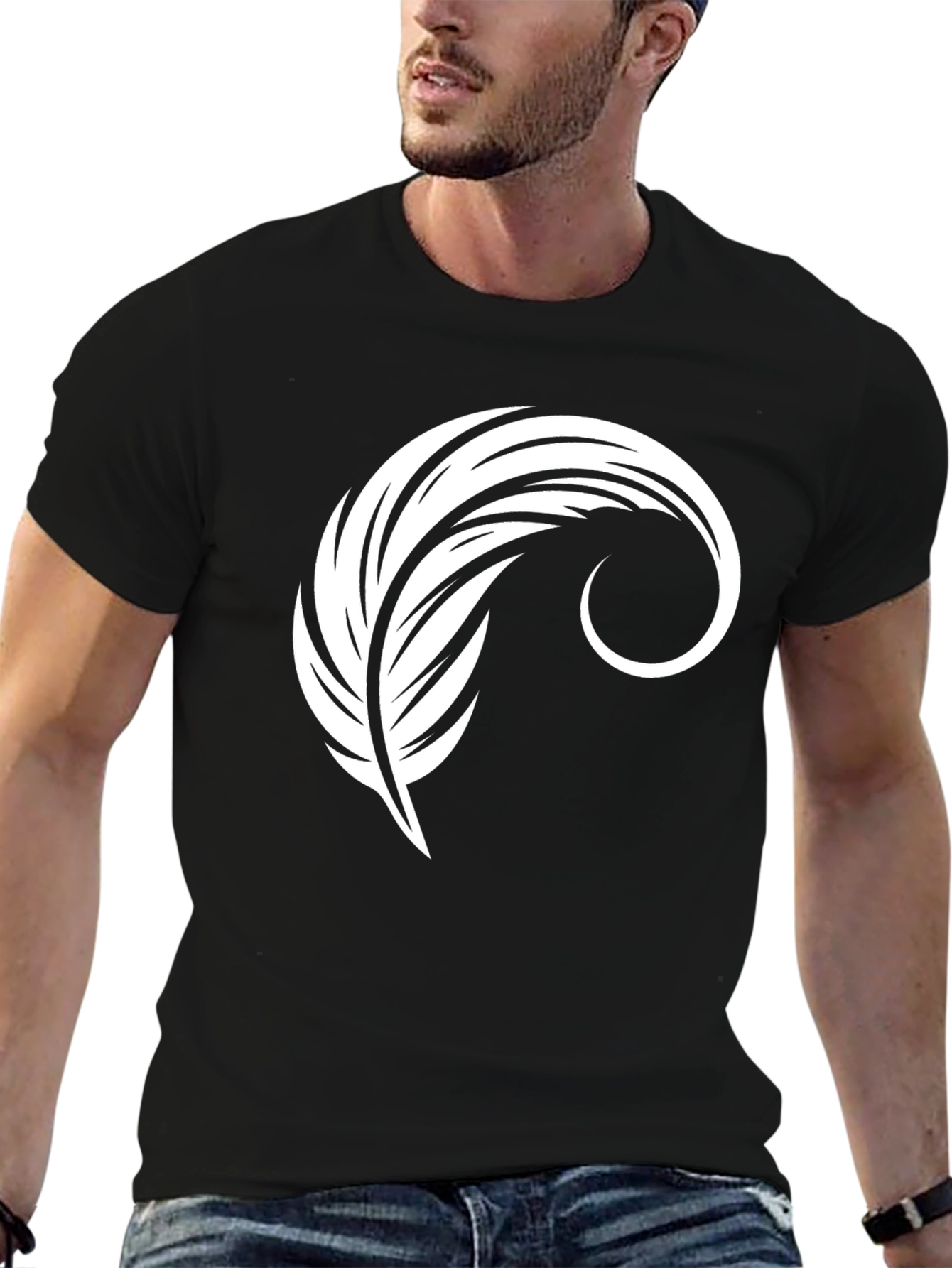 Feather Graphic Black T-Shirt