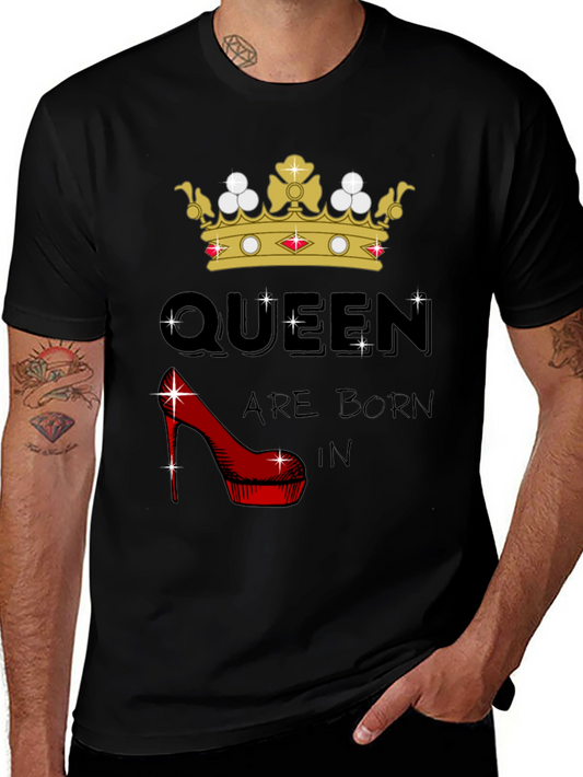 Queen Born T-Shirt - Crown & High Heel Design