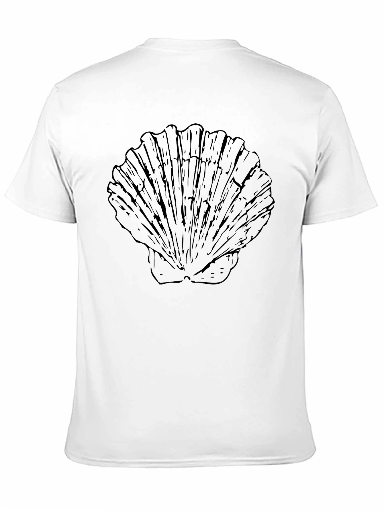 Mens Black T-Shirt with Seashell Graphic