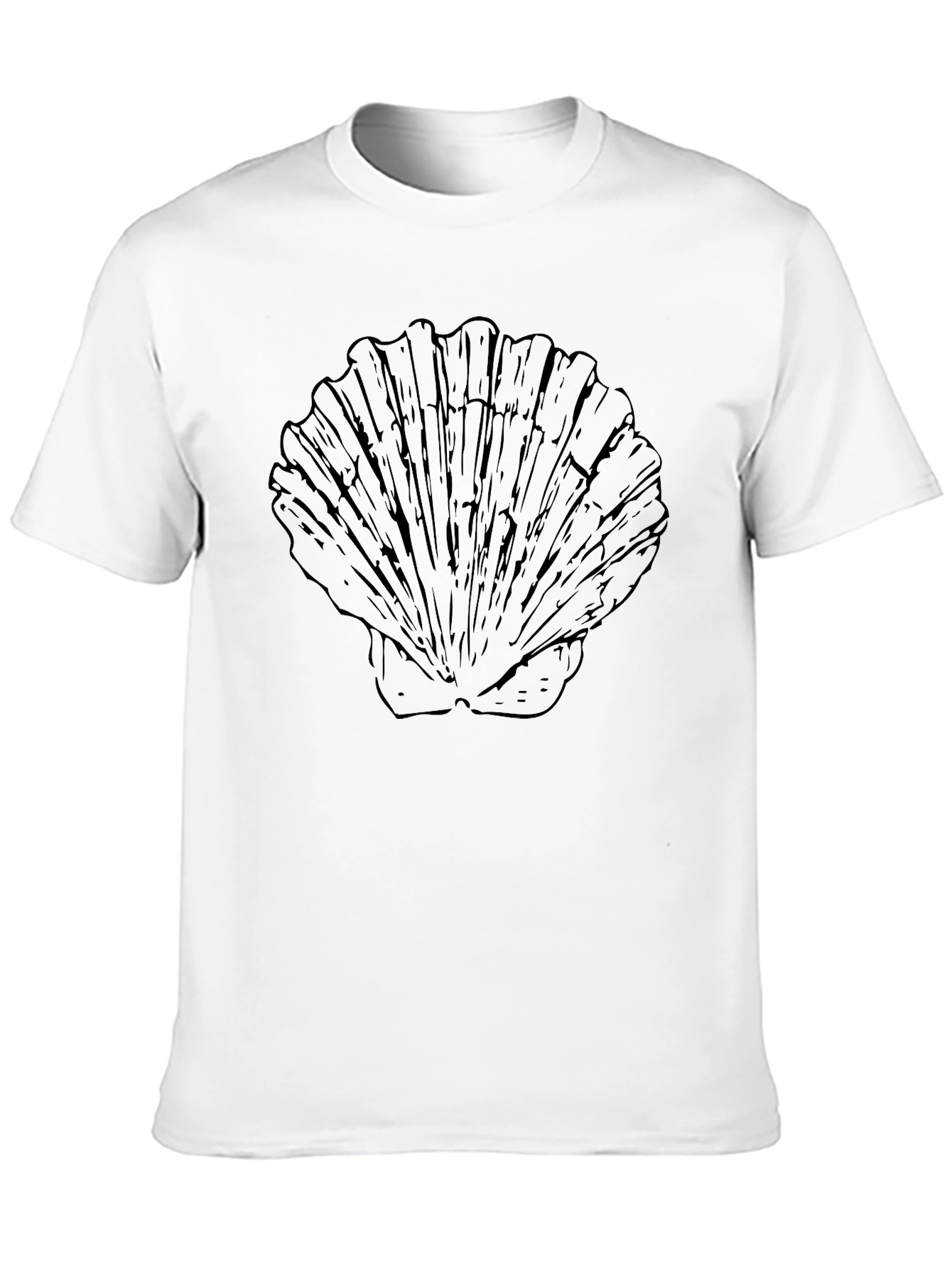Mens Black T-Shirt with Seashell Graphic