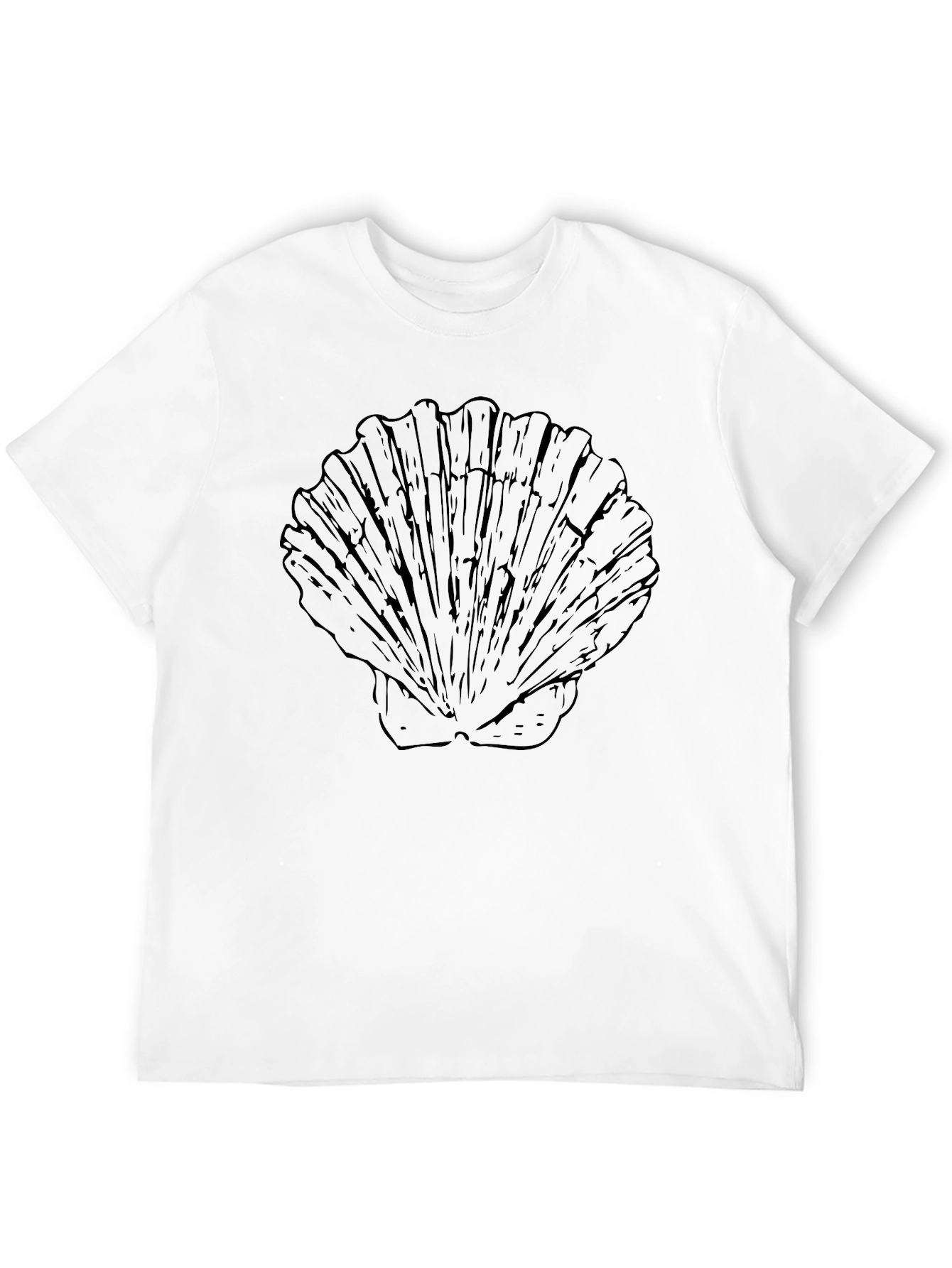 Mens Black T-Shirt with Seashell Graphic