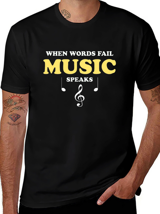 Music Speaks Black Graphic Tee