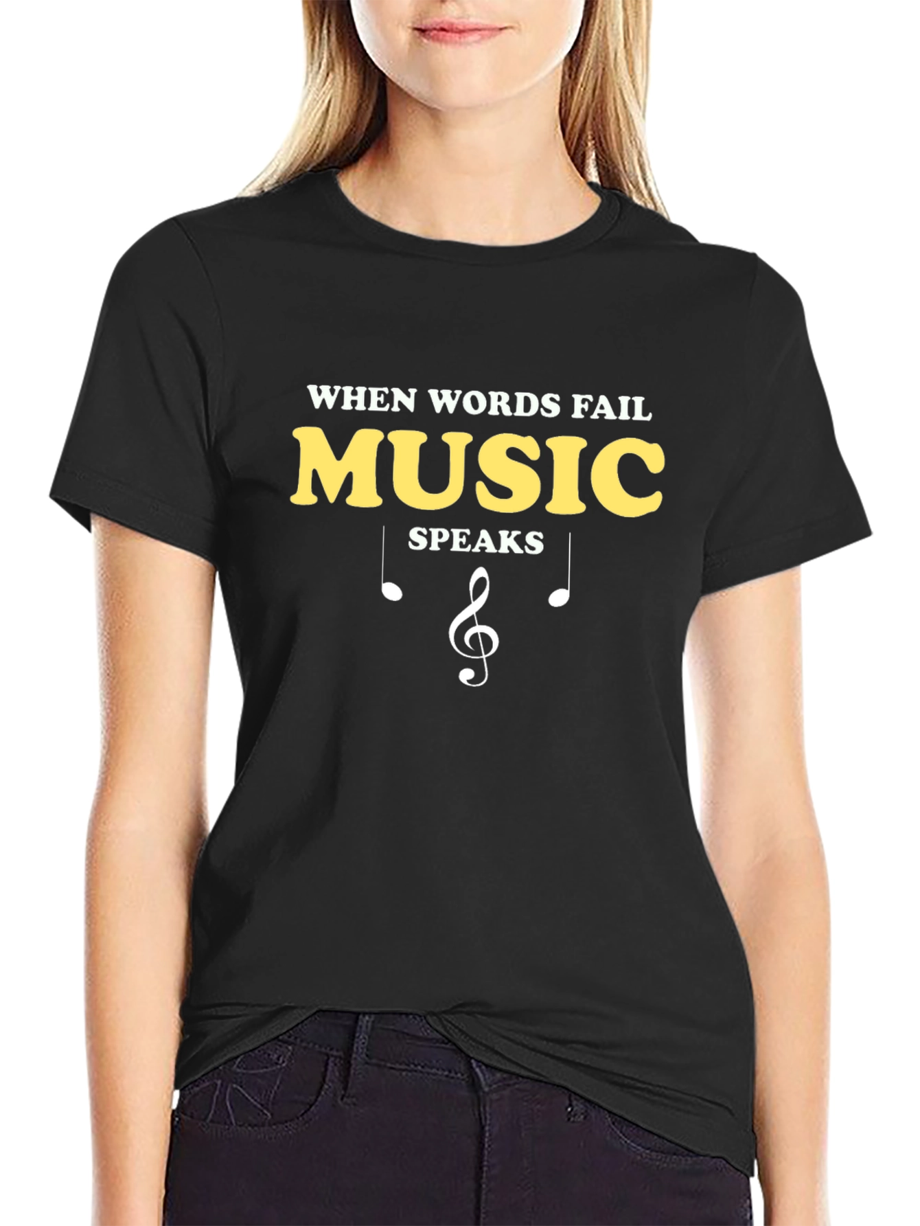 Music Speaks Black Graphic Tee