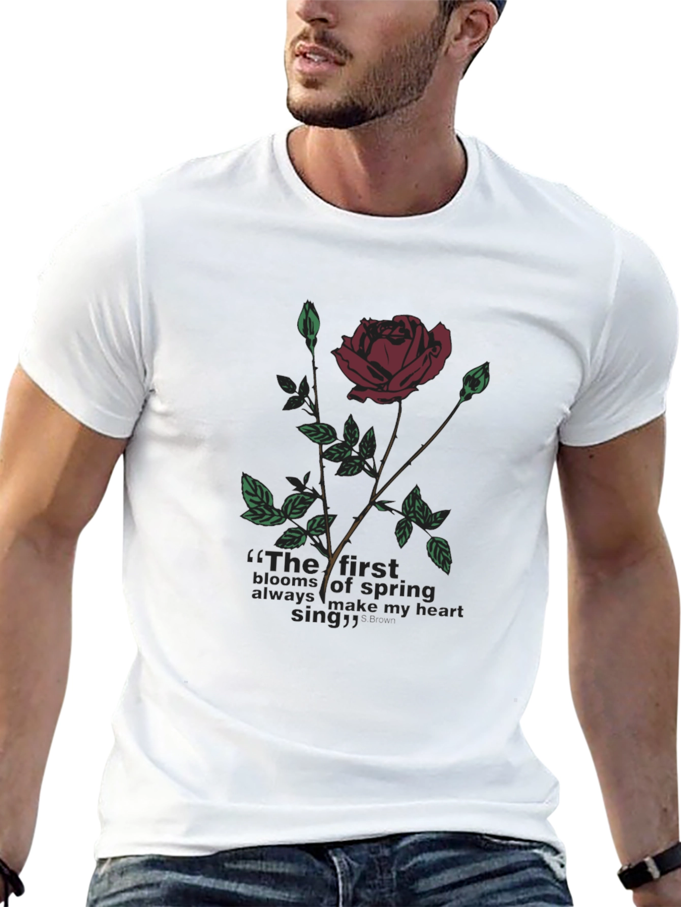 Rose & Quote Graphic T-Shirt