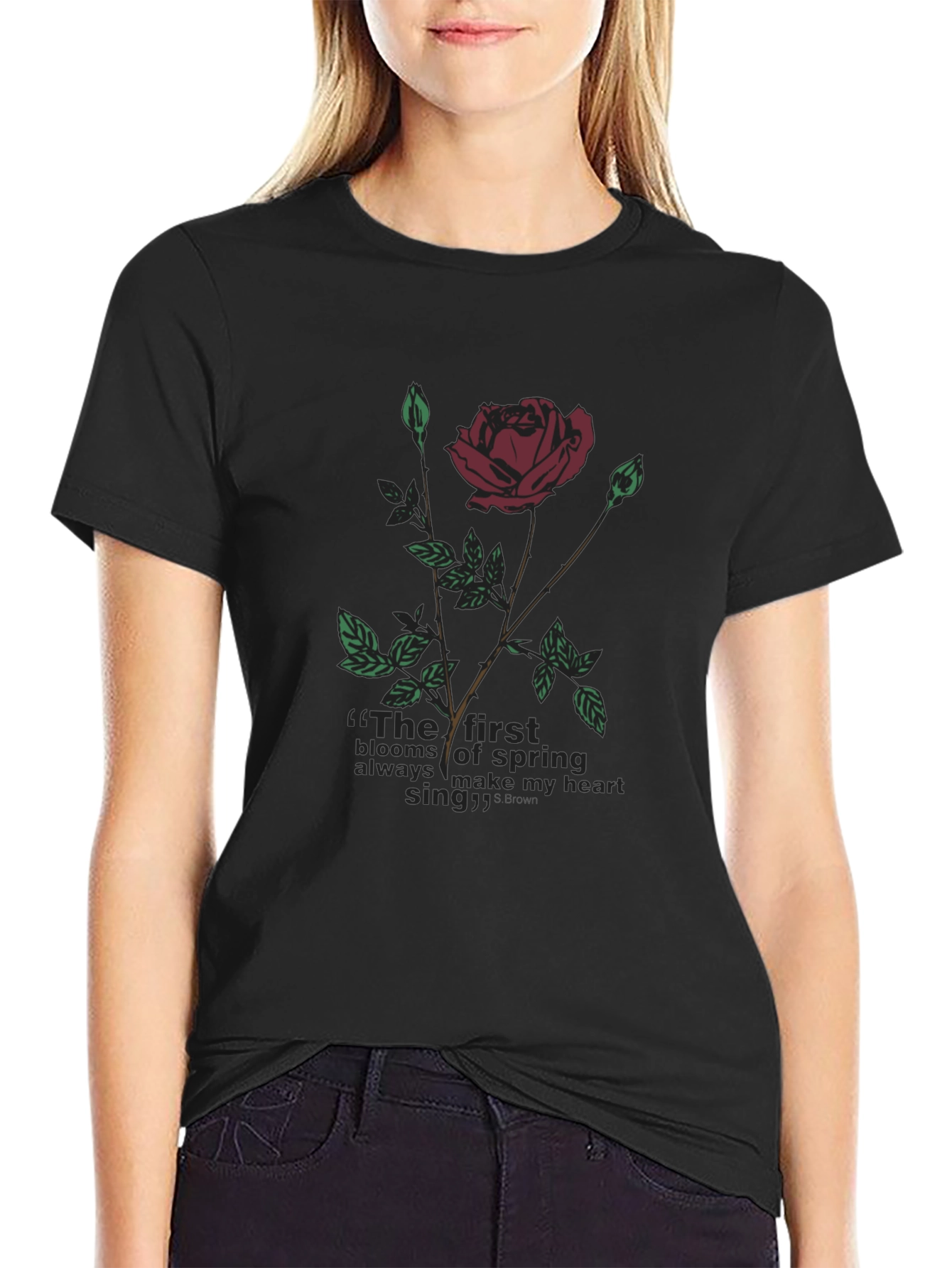 Rose & Quote Graphic T-Shirt