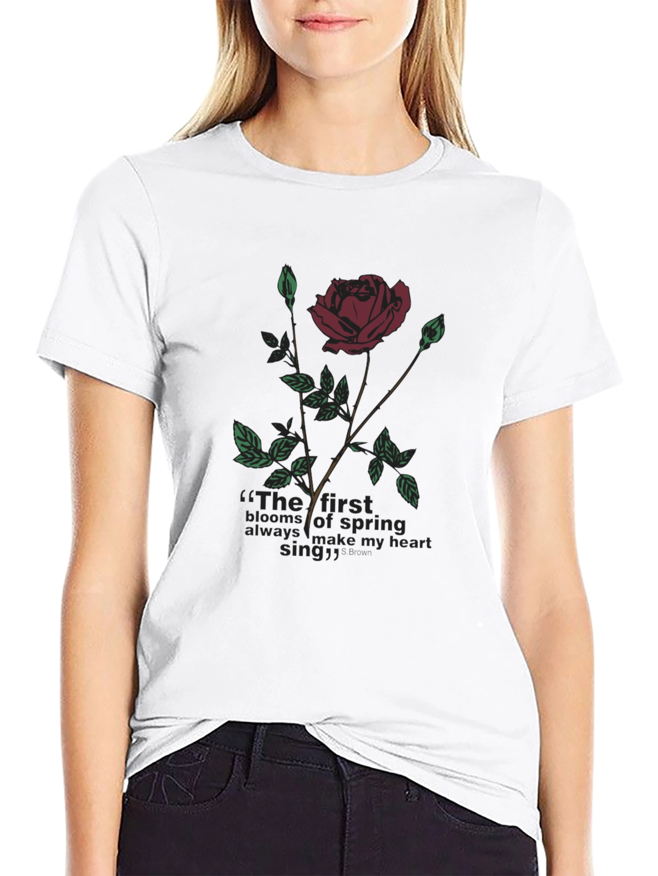 Rose & Quote Graphic T-Shirt