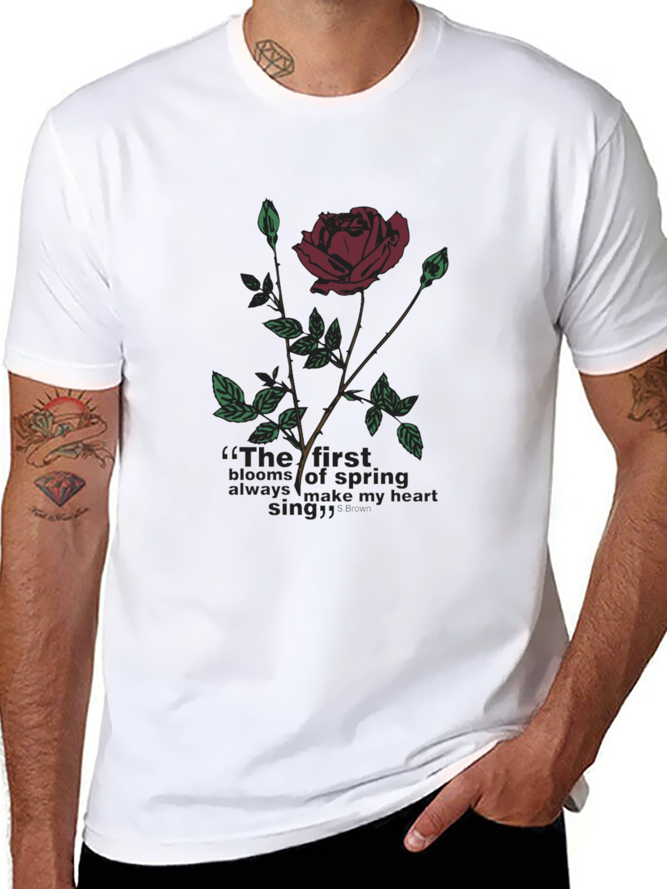 Rose & Quote Graphic T-Shirt