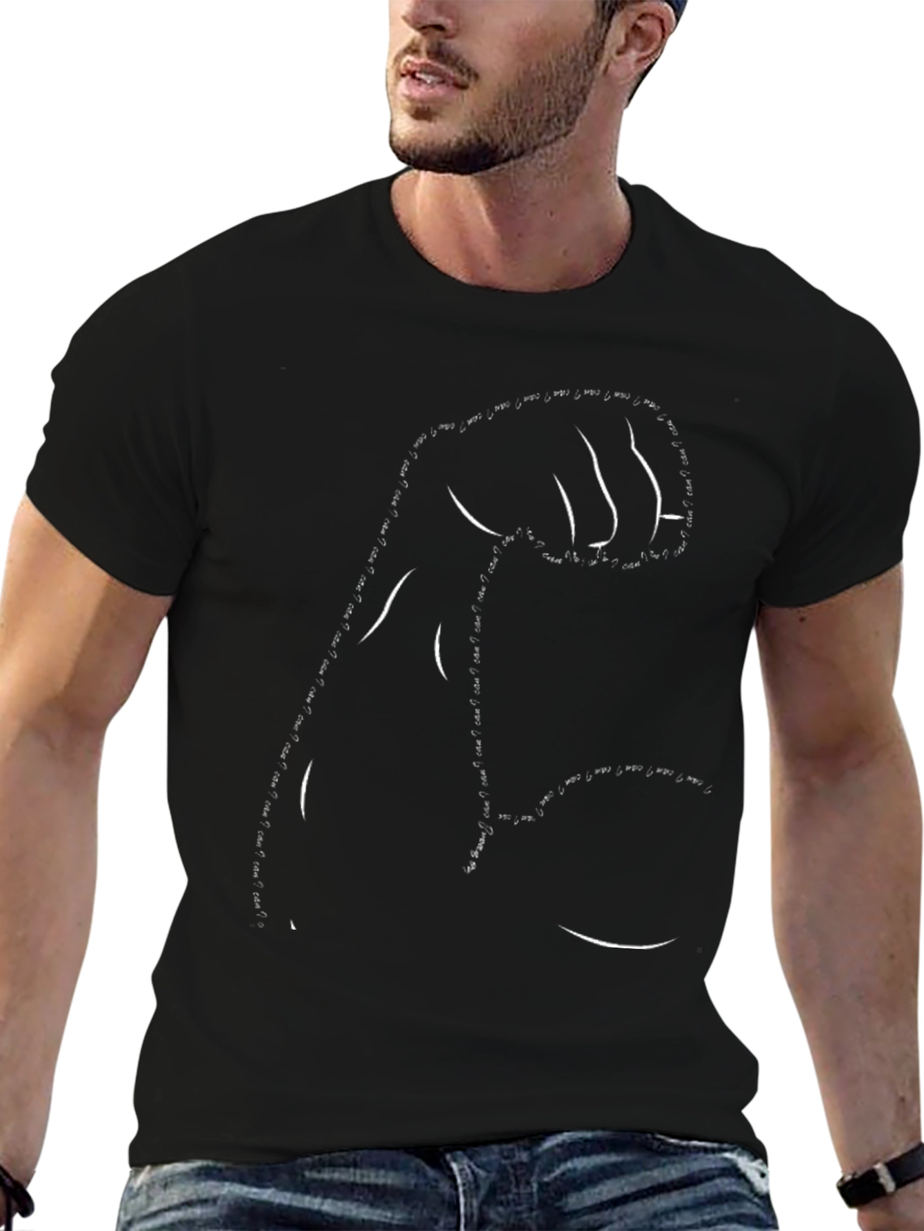 Bicep Flex Graphic Tee - Black Cotton T-Shirt